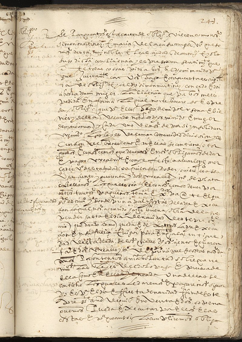 Obligación de Simón Martínez y María de Lorca, su mujer, vecinos de Cartagena, a favor de Alvar López, mercader, vecino de Cartagena.